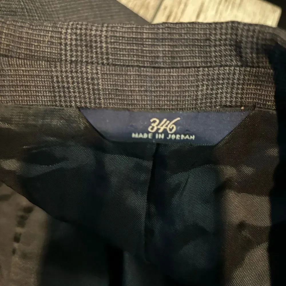Brooks Brothers 346 Stretch Blazer Sport Coat Mens 44L Gray Glen Plaid  2 Button